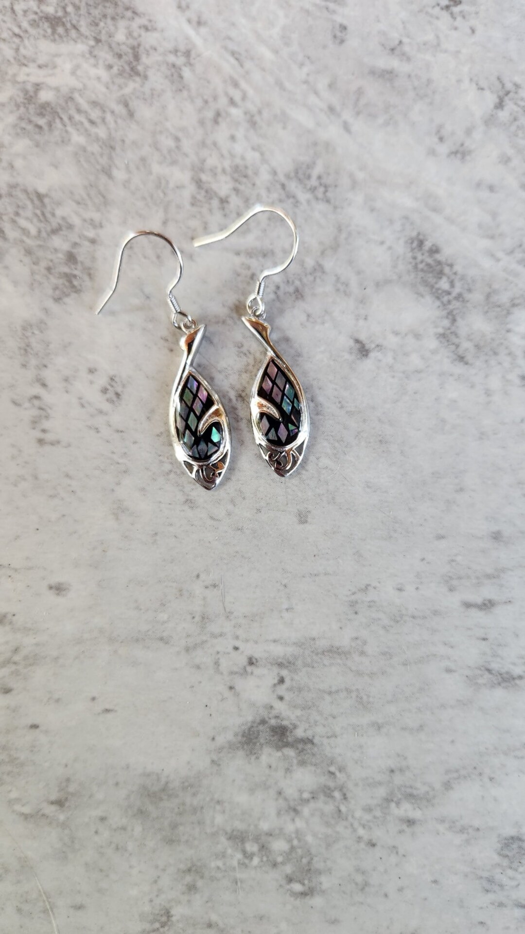Pendentif Argent 925 Avec Pierre Paua/Abalone Et Onyx - Vert/Blanc/Noir, Neuf Avec étiquettes