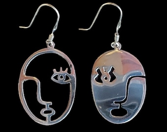 Sterling Silver Funky Faces Earrings