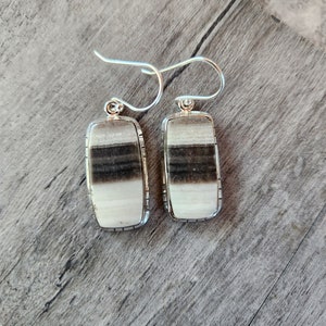 Genuine Black Zebra Jasper & 925 Sterling Silver Earrings • Gifts for Her • Minimalist • Trending • Handmade