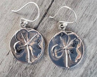 Gotta Love These Sterling Silver Four Leaf Clover/Shamrock Earrings Created In A Coin Style Design!