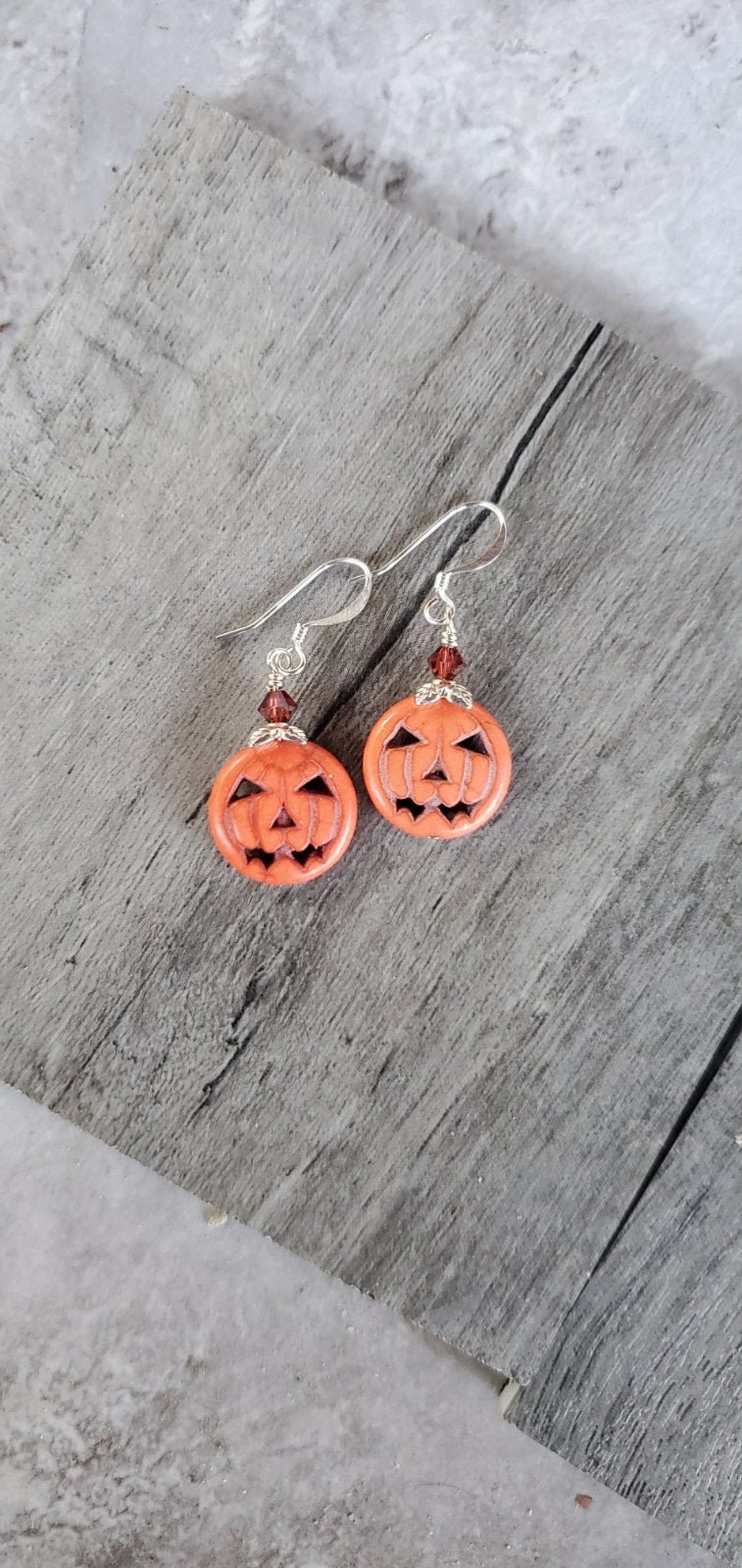 Darling Pumpkin Earrings With a 4mm Swarovski Crystal Accent - Etsy