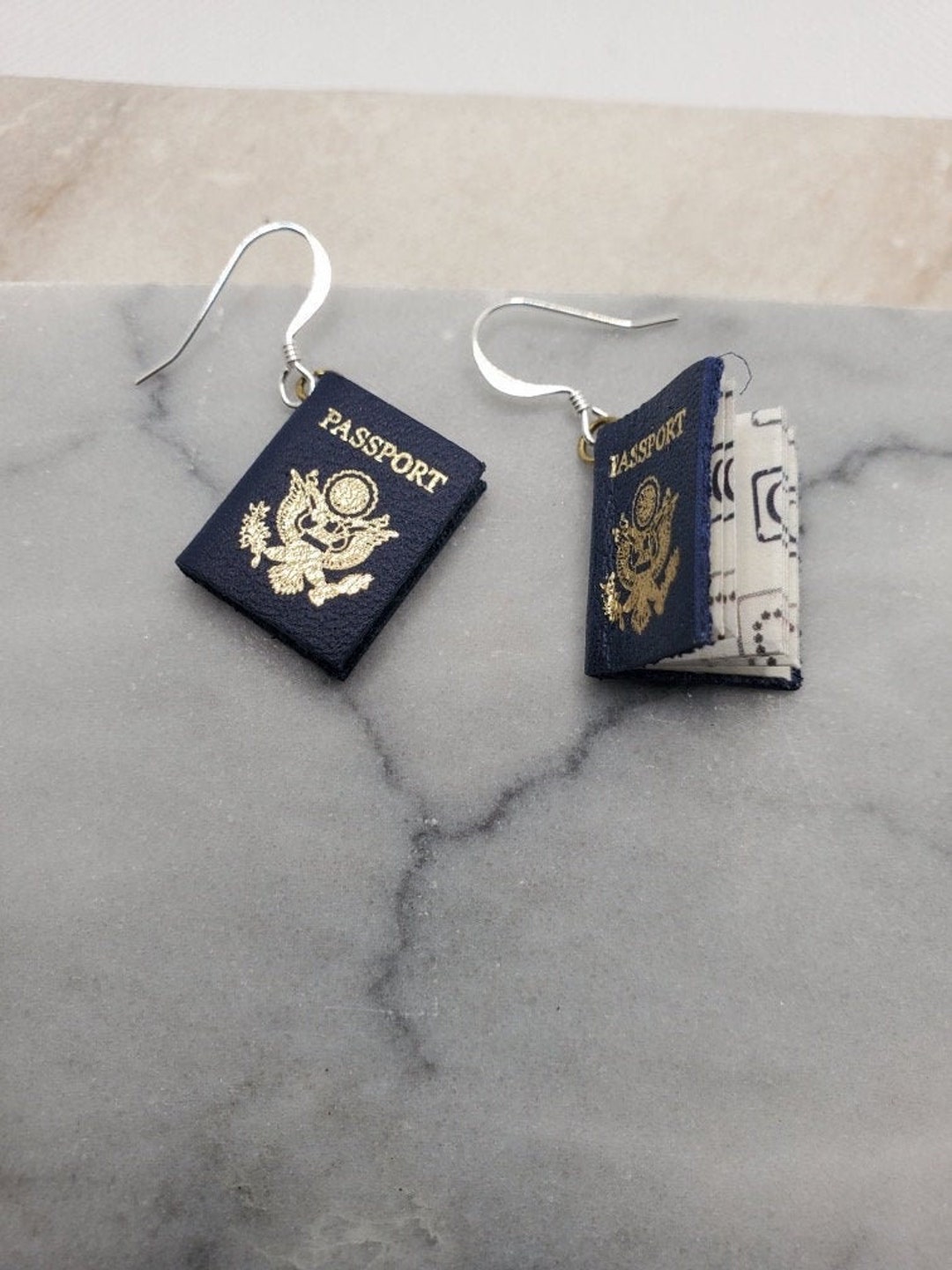 Passport Earrings Pages Open With Country Stamps Etsy
