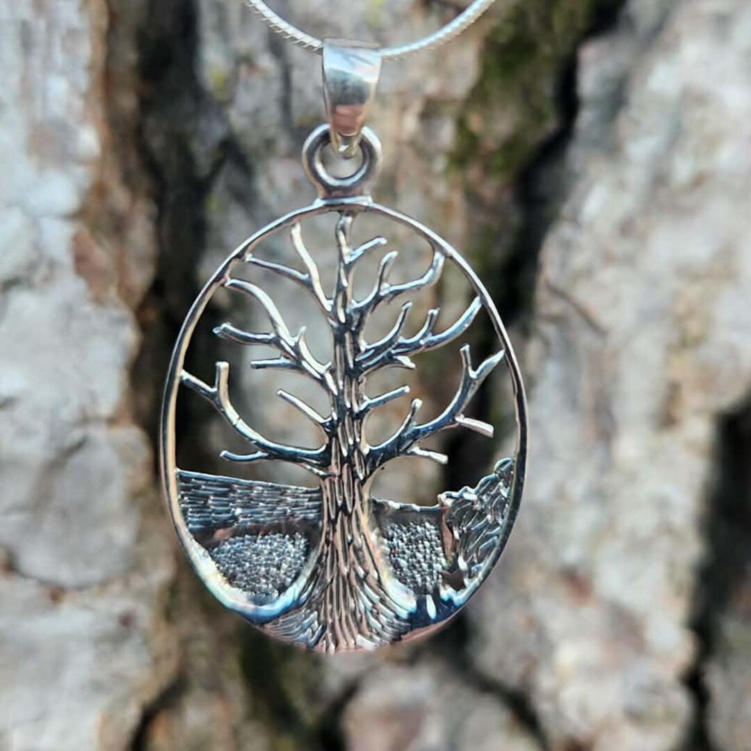 925 Sterling Silver Intricate Tree of Life Patina'd Pendant on a 18 ...