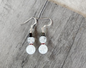 Super Fun Crackled Snowmen Earrings - Awesome Christmas Gift! Perfect For Your Favorite Teacher!