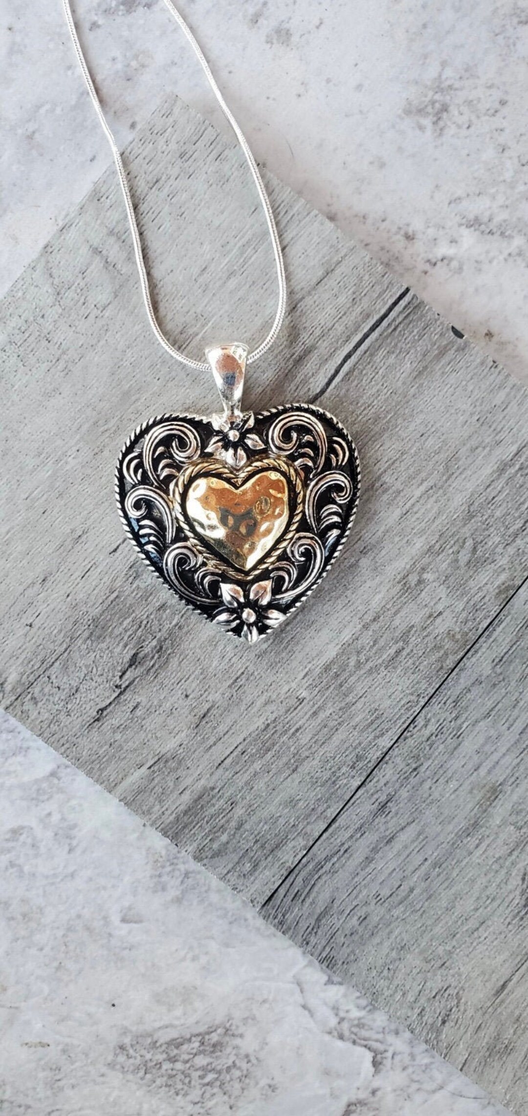 Stunning Silver Brighton Inspired Heart Necklace on A 16