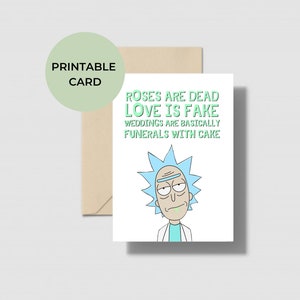 Rick en Morty kaart voor alleenstaande vriend, trouwkaart, Rick en Morty cadeau, grappige Galentine's kaart, uiteenvallen sympathie, vrijgezellenfeest decor