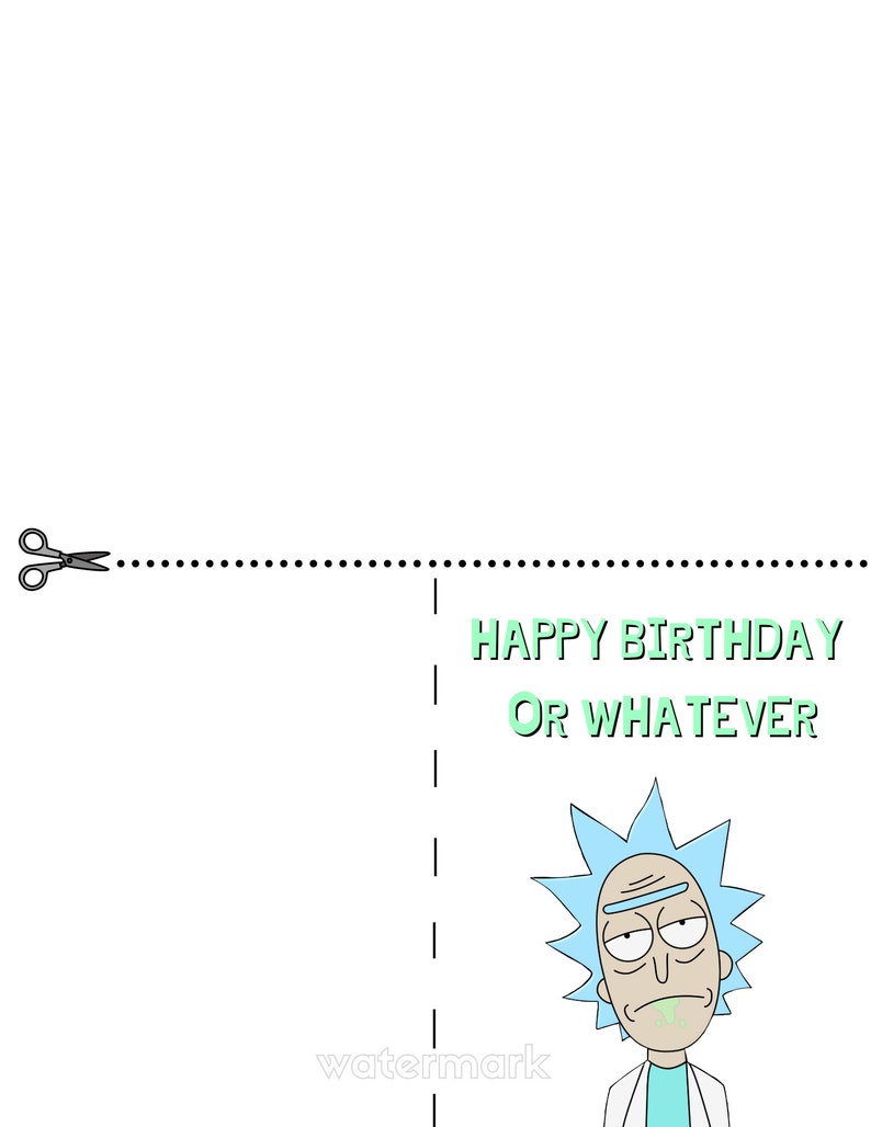 Printable Rick And Morty Birthday Card Rick And Morty Gift Etsy