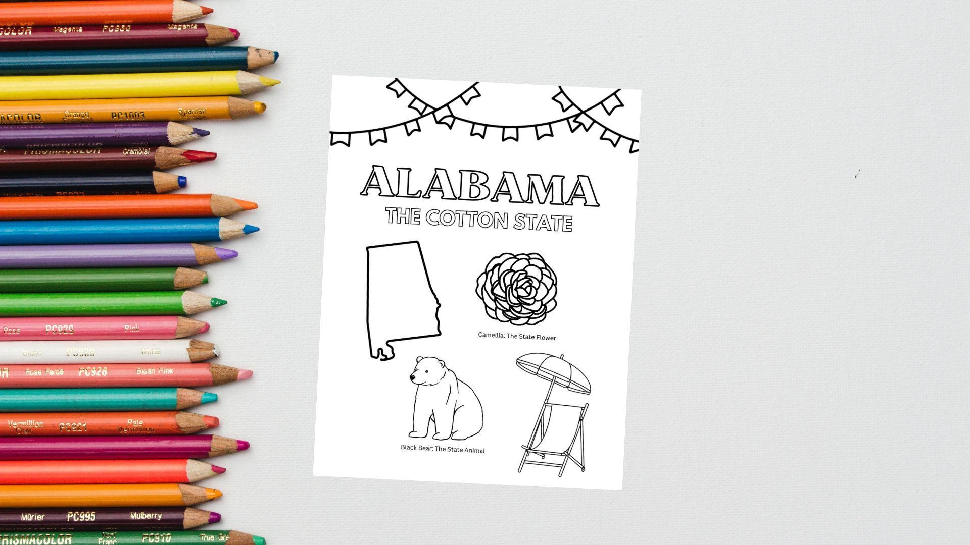 Alabama Coloring Page for Kids | Elementary School Educational Activity ...