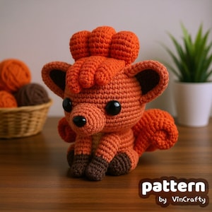 Six-tailed Fire Fox Crochet Pattern Amigurumi VinCrafty PDF File [US Terms]