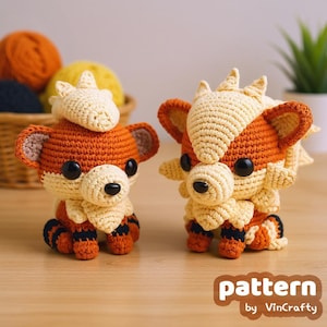 Set Of 2 | Fire Dog Wolf Crochet Pattern Amigurumi VinCrafty PDF File [US Terms]
