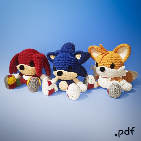 Blue Hedgehog & Friends Crochet Pattern Amigurumi VinCrafty PDF File [US Terms]