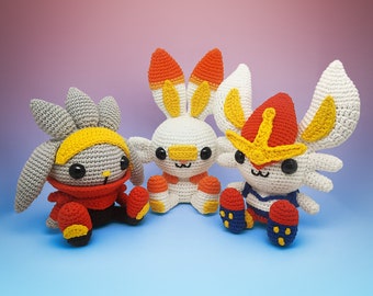 Scorching Bunny & Evolutions Crochet Pattern Amigurumi VinCrafty PDF File [US Terms]