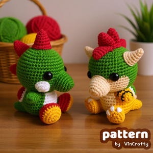 2個セット | ベビータートル＆ドラゴンのかぎ針編みパターン アミグルミ VinCrafty PDFファイル [米国規約]