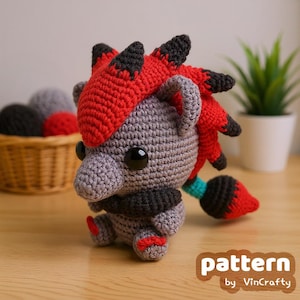 Dark Fox 2 Crochet Pattern Amigurumi VinCrafty PDF File [US Terms]