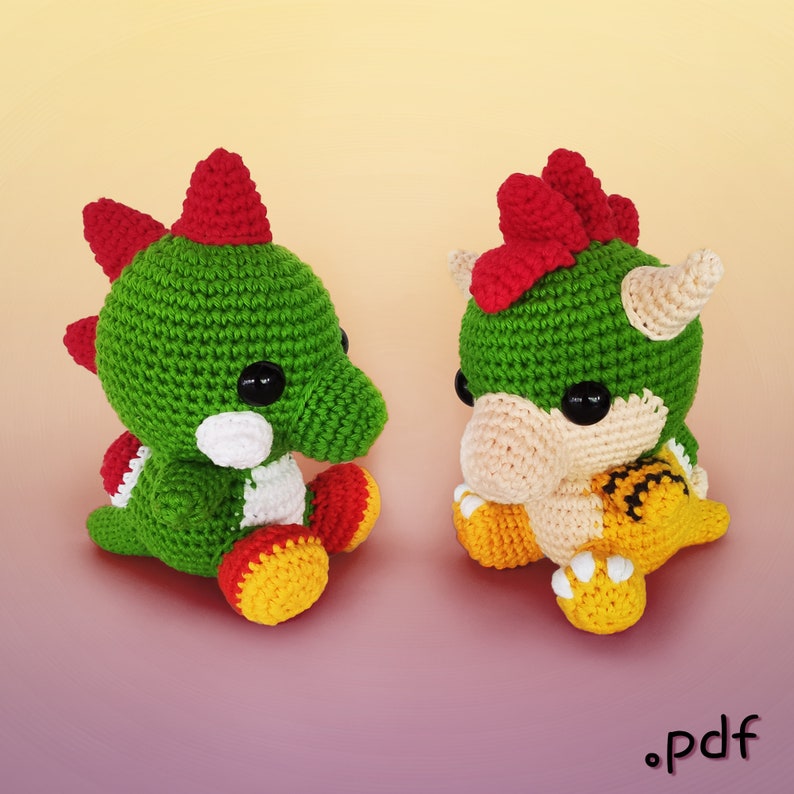 Baby Turtle & Dragon Crochet Pattern Amigurumi VinCrafty PDF File US Terms image 1