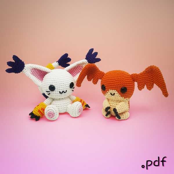 Gatomon (Tailmon) & Patamon Digimon Crochet Pattern Amigurumi VinCrafty PDF File [US Terms]