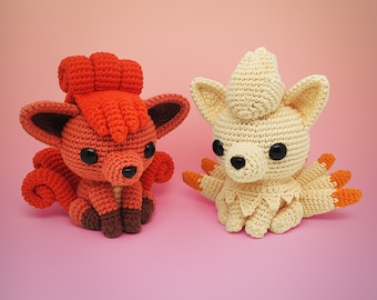 Baby Fire Fox & Ninetails haakpatroon Amigurumi VinCrafty PDF-bestand [Amerikaanse voorwaarden]