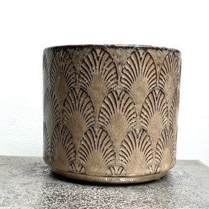 Beautiful Brown Patterned Glazed Ceramic Indoor Plant Pot for Houseplants 12cm dia image 1