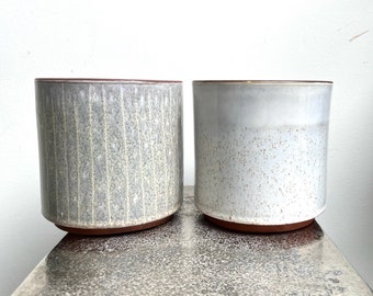 Glazed Indoor Plant Pot 12cm - 2 designs - grey and cream