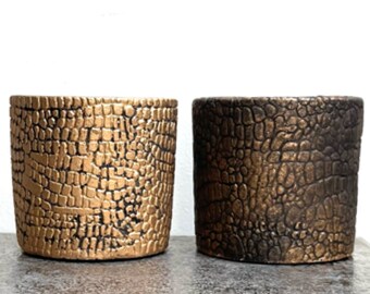 Set of two Indoor Plant Pots -  9cm - Gold and Bronze