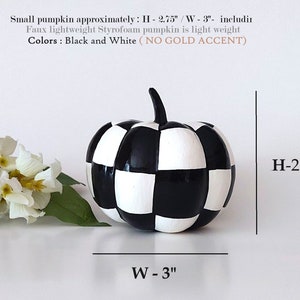 Black and white checkered pumpkin Fall pumpkin table centerpiece Checkered fall table decor Halloween pumpkin Black-wite checks 1p