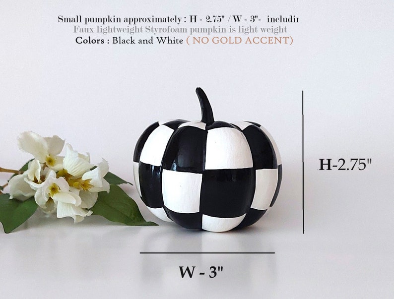 Black and white checkered pumpkin Fall pumpkin table centerpiece Checkered fall table decor Halloween pumpkin Black-wite checks 1p