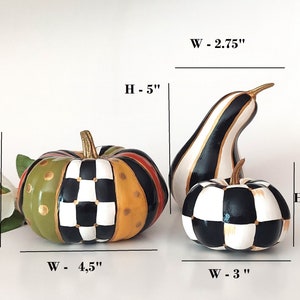 Black and white checkered pumpkin Fall pumpkin table centerpiece Checkered fall table decor Halloween pumpkin image 2