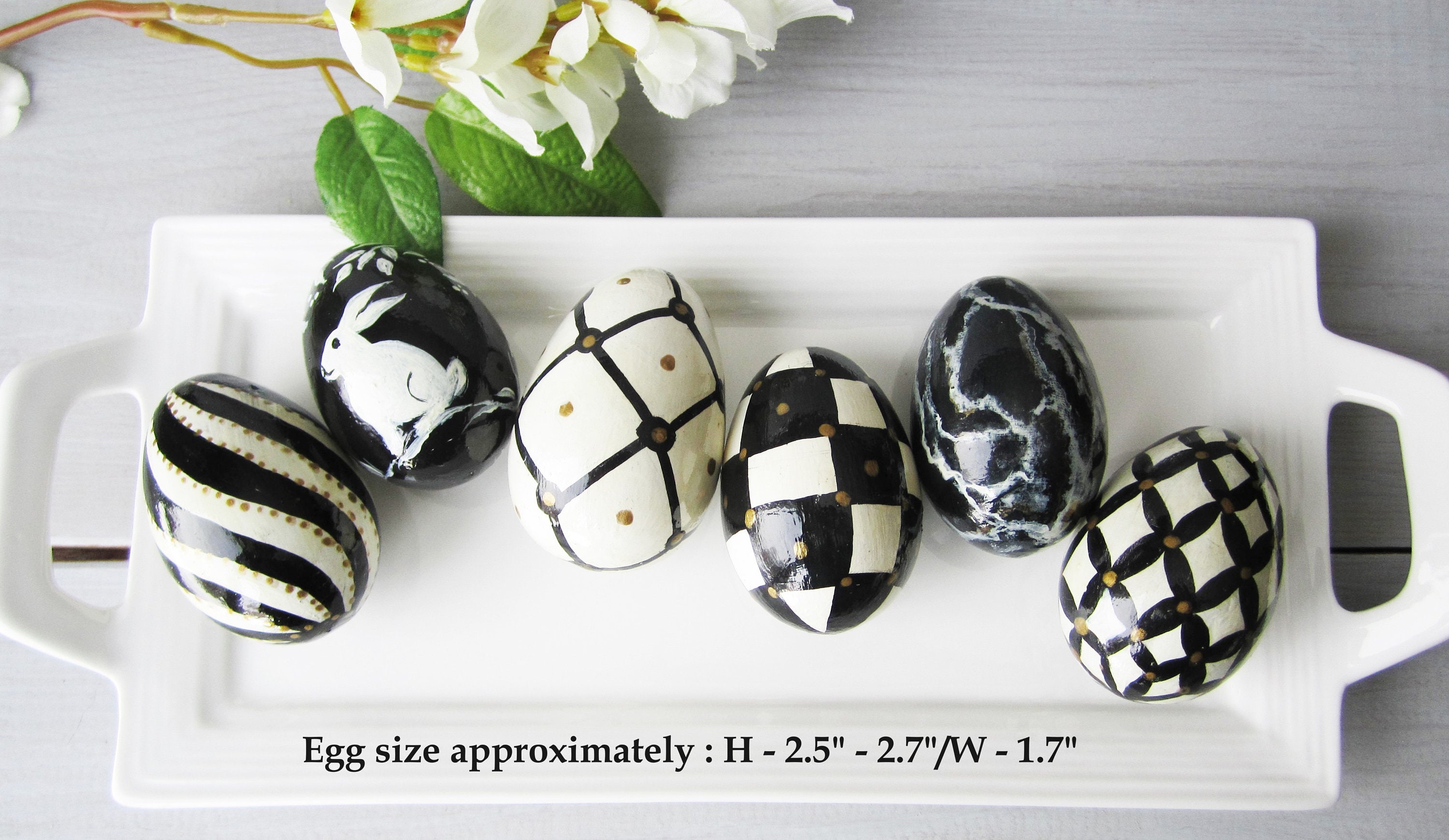 Black and White Check Easter Wood Bunny Black White Easter Eggs Easter ...