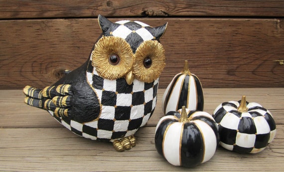 Black and white checkered pumpkin Small pumpkins for tiered tray decor