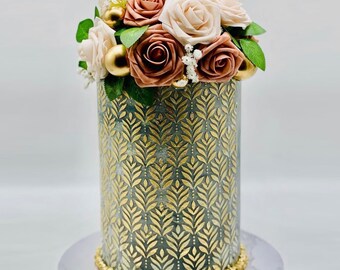 Lacupella Cake Buttercream Stencil - PADDI - Seamless Delicate Pattern For Tall Double Barrel Cake