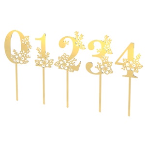 Lacupella Gold Acrylic Number Cake Topper 0-4