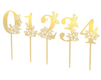Lacupella Gold Acrylic Number Cake Topper 0-4