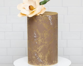 Lacupella Floral Stencil - MAGNA- Seamless Delicate Pattern For Tall Double Barrel Cake