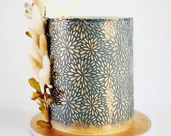 Lacupella Cake Stencil - KRISAN - Seamless Delicate Pattern For Tall Double Barrel Cake