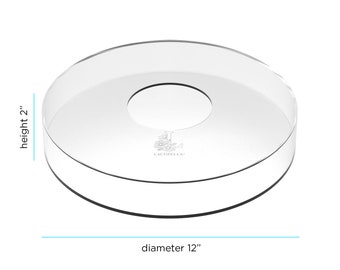 Acrylic Fillable Cake Raiser, Fillable and Enhancer 12 x 2 inch Round - Wedding Centerpiece