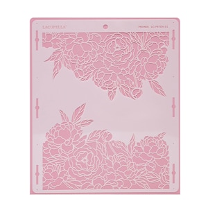 Peony Cake Stencil, Seamless Floral Pattern for Tall Double Barrel Cake, PEONIA