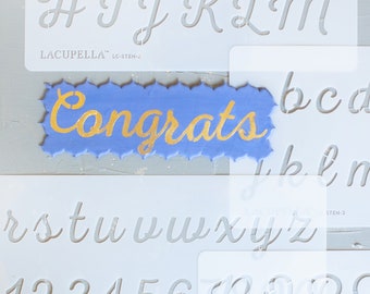 Cursive Alphabet Number Stencil Set: 1.5 Inch Cake Airbrush Art
