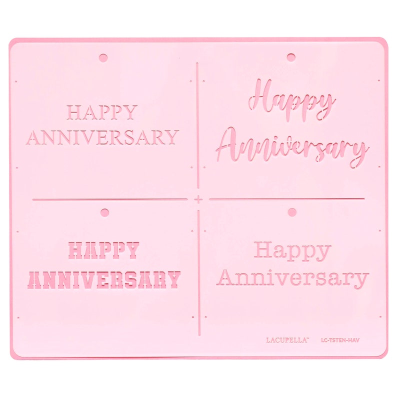 Lacupella Happy Anniversary Stencil With 4 Fonts for Cake, Chalk Lacupella Happy Anniversary Stencil With 4 Fonts for Cake, Chalk