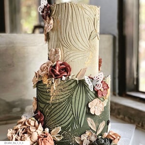 Cake Stencil AMARA - Leaf Veins Pattern