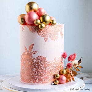 Cake Stencil PEONIA - Peony Flower Pattern