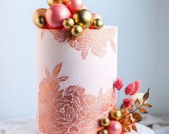 Cake Stencil PEONIA - Peony Flower Pattern