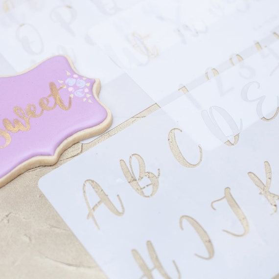 Calligraphy Alphabet Letter Number Cake Acrylic Stencil 1.5 Inch