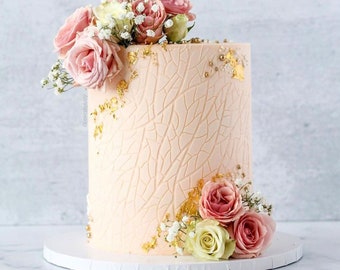 Lacupella Cake Stencil - MOZAI  - Seamless Delicate Pattern For Tall Double Barrel Cake