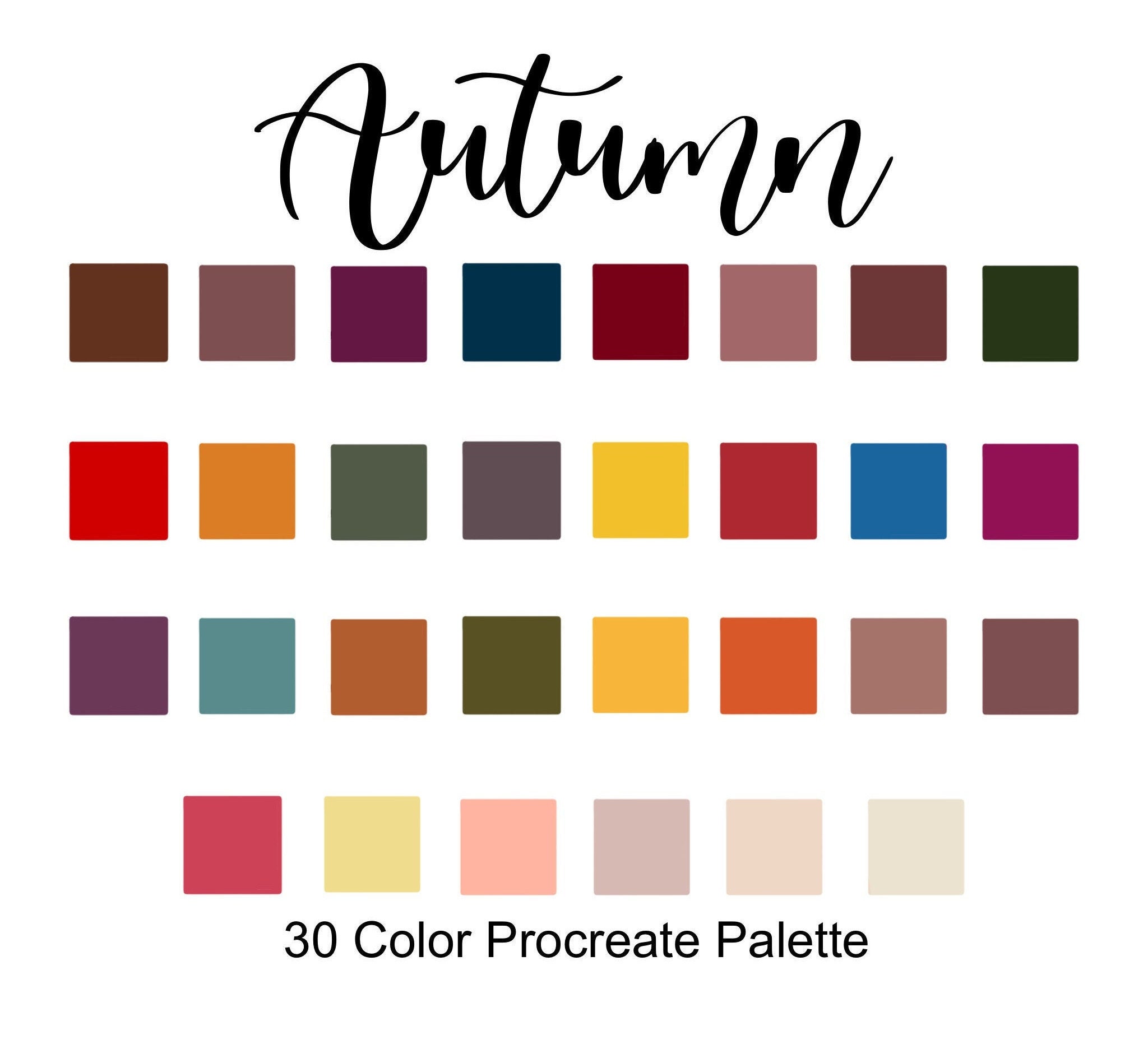 Procreate Autumn Palette Fall Palette Color Palette Instant | Etsy