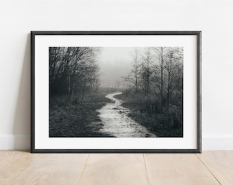 Winding Path, English Countryside Print, Black and White Landscape Photography,  Fine Art Photography Prints