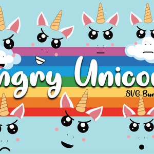 Angry Unicorn Clipart Unicorn Bundle Svg 7 Unicorn Face SVG Unicorn Birthday image 1