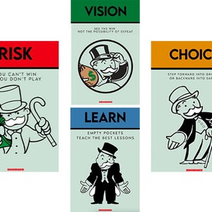 Pacchetto di poster Monopoly / Arte motivazionale Monopoly / Arte extra large 24x36 Collezione Monopoly Arte digitale da parete