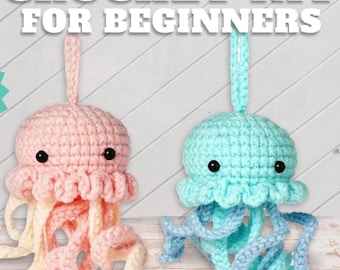Beginner Crochet Kit - Amigurumi Jellyfish, Easy Crochet Starter Kit, Sea Creature Plushie, Diy Craft Kit Gift, Learn How To Crochet Kit