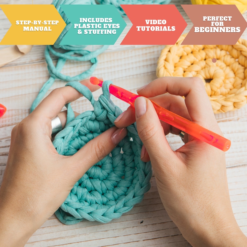 Beginner Crochet KIT - Amigurumi Frog, Easy Crochet Penguin Starter Kit, Amigurumi Plushie Owl, Diy Craft Kit Gift, Learn How To Crochet Kit image 5