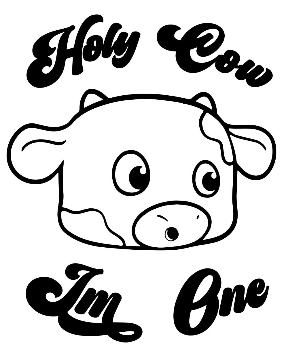 Cow Birthday Svg Holy Cow Im One Svg Cow First Birthday Baby Cow Svg ...